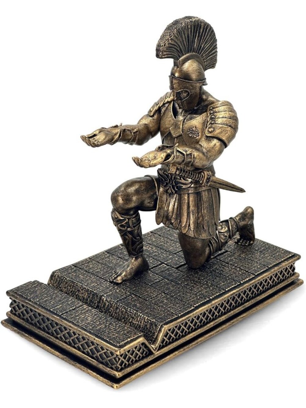 Knight Desktop Organizer & Resin Pen Holder with Short Sword - Antique Bronze